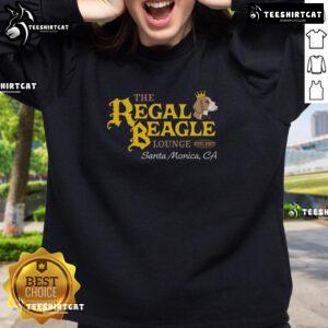 Alt Text: Official The Regal Beagle Lounge Est 1977 sweatshirt featuring a vintage design and cozy fit, perfect for fans.
