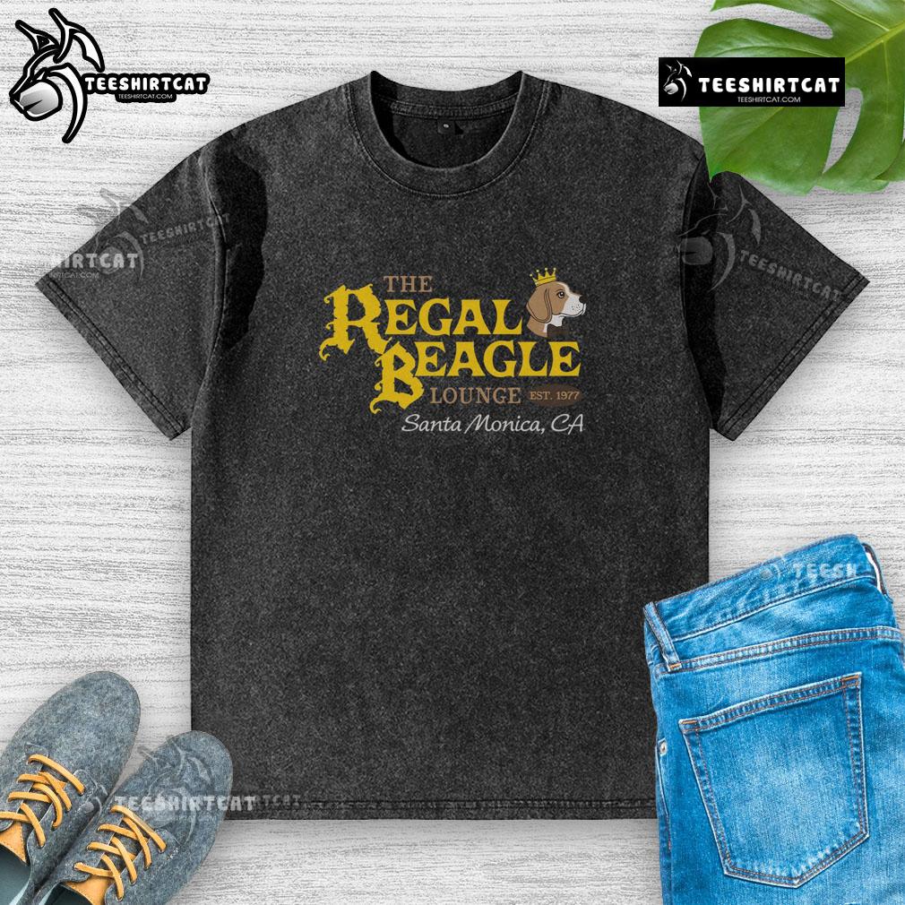 Alt Text: Official The Regal Beagle Lounge Est 1977 washed t-shirt featuring a vintage design and soft fabric.
