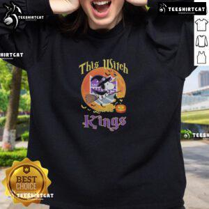 Official Snoopy Halloween sweatshirt for fans who love the Sacramento Kings, featuring a witchy design.