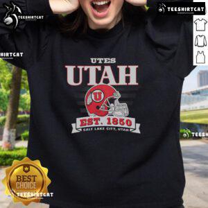 Official Utah Utes Stripe Splash Sweatshirt featuring vibrant colors and logo, perfect for fans and casual wear.