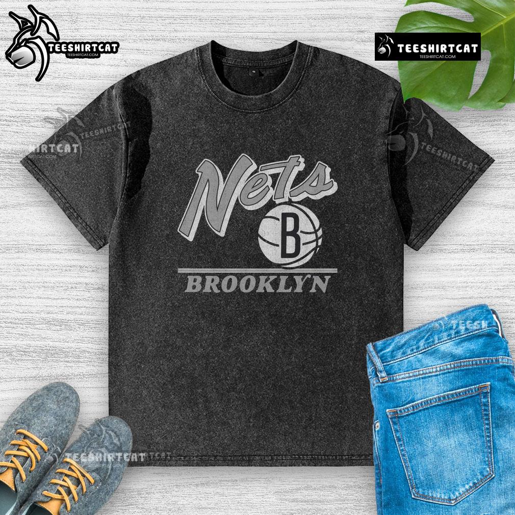 Original Brooklyn Nets Fly By Vintage Washed T-Shirt featuring classic logo and distressed design for retro style.