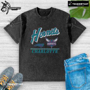 Original Charlotte Hornets Fly By Vintage Washed T-Shirt featuring classic team colors and retro design.