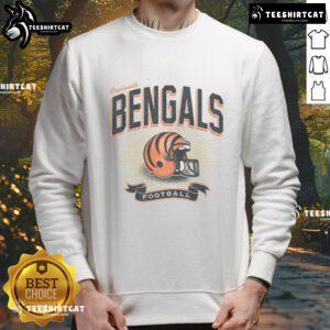 Alt Text: Original Cincinnati Bengals historic prime play sweatshirt featuring team logo and vibrant colors for fans.