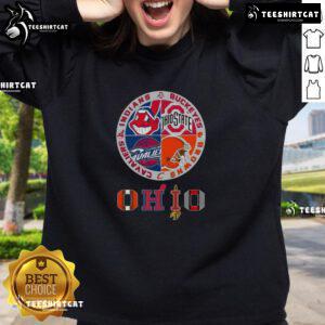 Original Cleveland Guardians X Ohio State Buckeyes X Cleveland Cavaliers X Cleveland Browns sweatshirt design.