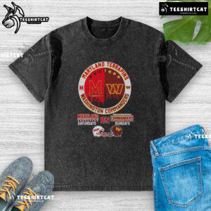 Alt Text: Original Maryland Terrapins and Washington Commanders skyline logo washed t-shirt for stylish game day wear.