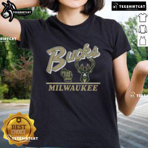 Original Milwaukee Bucks Fly By vintage ladies tee in green with classic logo design, perfect for basketball fans.
