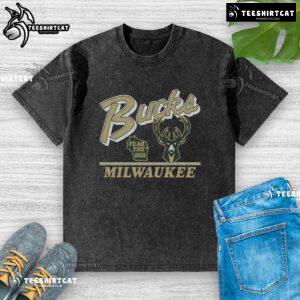 Original Milwaukee Bucks Fly By vintage washed t-shirt featuring classic logo and retro style for fans.