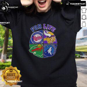 Original Minnesota Sports For Life logo sweatshirt featuring vibrant design, perfect for fans and casual wear.