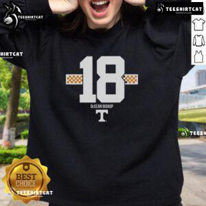Alt Text: Original Tennessee Volunteers Football DeSean Bishop checkered stripe sweatshirt for fans and athletes.