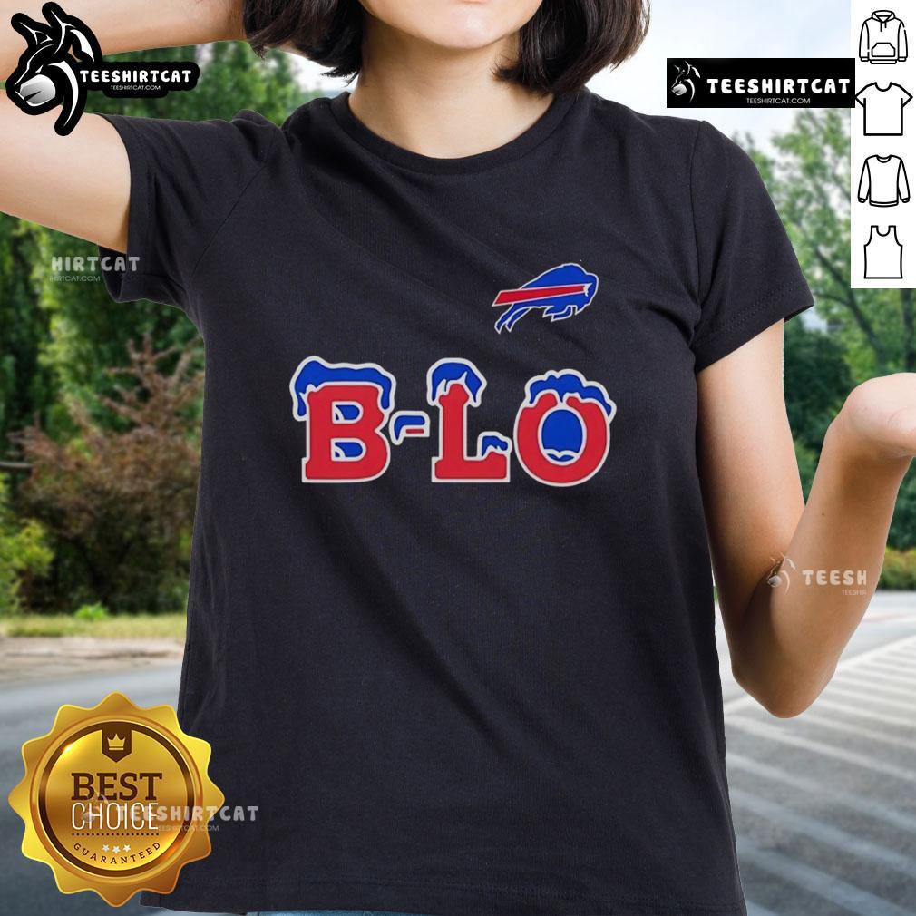 Premium Buffalo Bills B-LO logo ladies tee featuring stylish design and comfortable fit for female fans.