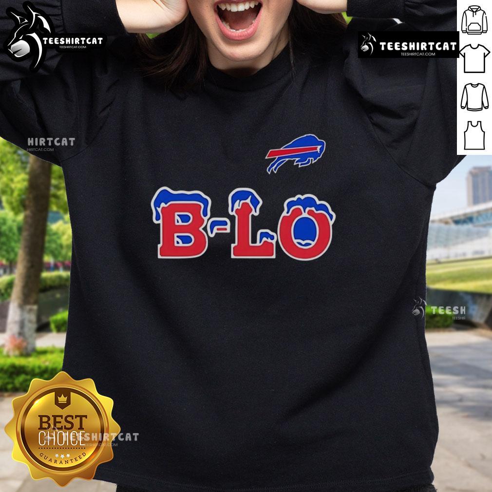 Premium Buffalo Bills B-LO logo sweatshirt featuring vibrant team colors and comfortable fabric for fans.