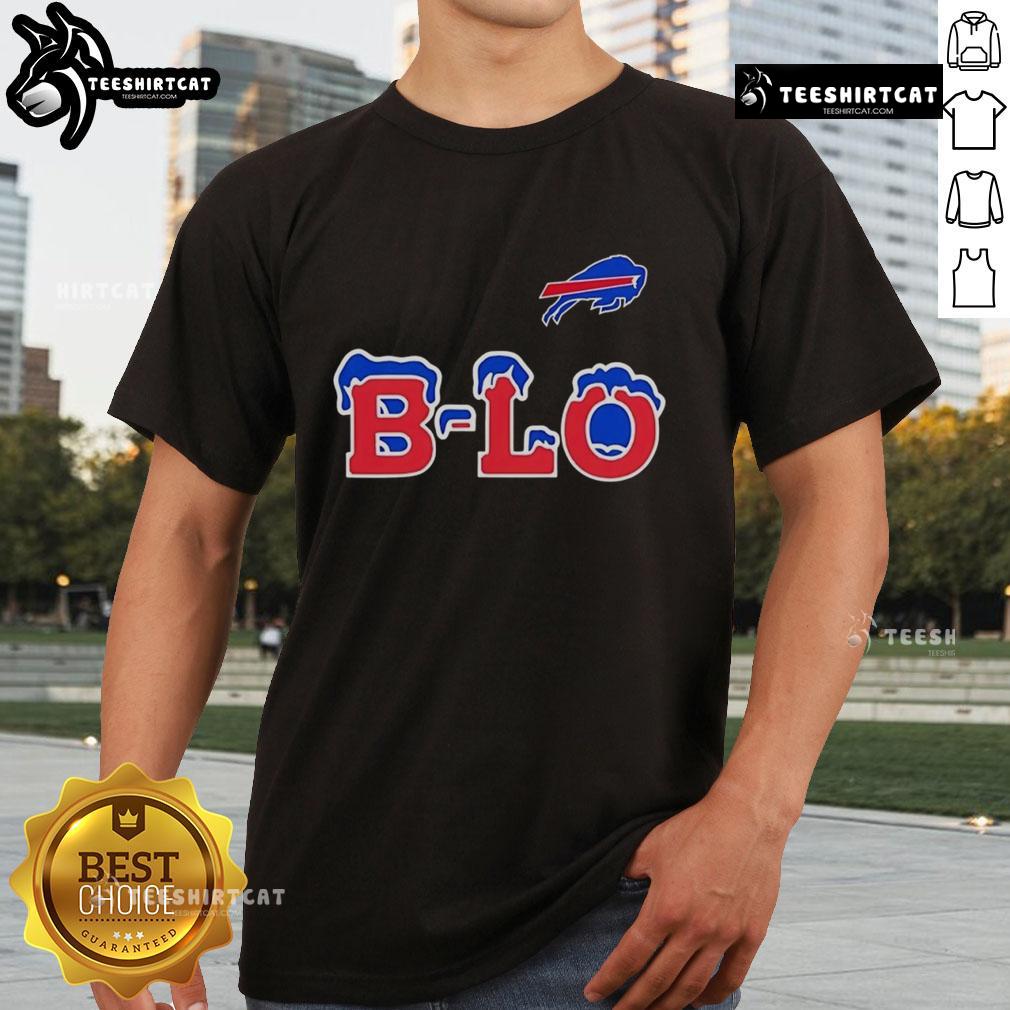 Premium Buffalo Bills B-Lo logo T-shirt featuring a stylish design, perfect for fans and comfortable for everyday wear.