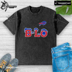 Premium Buffalo Bills B-LO logo washed t-shirt in blue, perfect for fans supporting the Buffalo Bills.