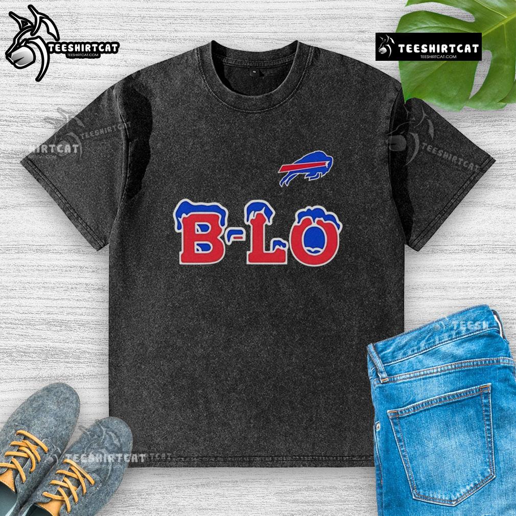 Premium Buffalo Bills B-LO logo washed t-shirt in blue, perfect for fans supporting the Buffalo Bills.