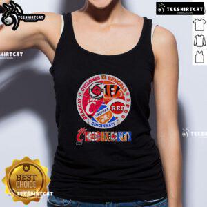 Premium Cincinnati Sports tank top featuring Cyclones, Bengals, Reds, and Bearcat logos for stylish fans.