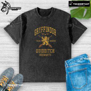Premium Harry Potter Gryffindor Team Seeker Washed T-Shirt featuring iconic design and soft fabric for fans.