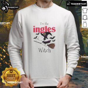 Alt Text: Premium I'm The Ingles Witch Snoopy Halloween sweatshirt featuring a playful design perfect for Halloween celebrations.