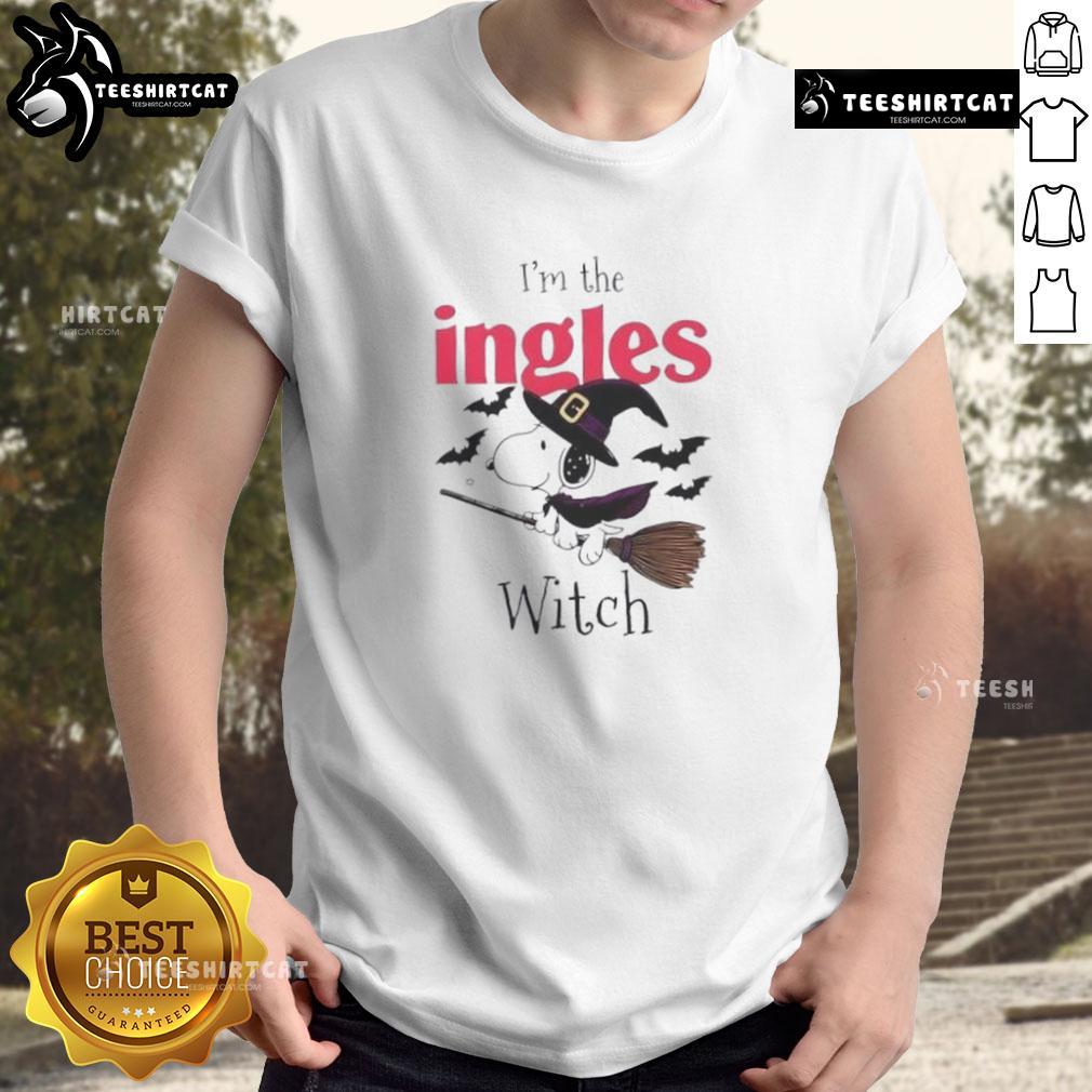 Premium I'M The Ingles Witch Snoopy Halloween T-Shirt featuring Snoopy in witch attire, perfect for Halloween celebrations.