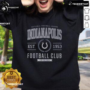 Alt Text: Premium Indianapolis Colts Football Club sweatshirt featuring team colors and logo, perfect for fans and casual wear.