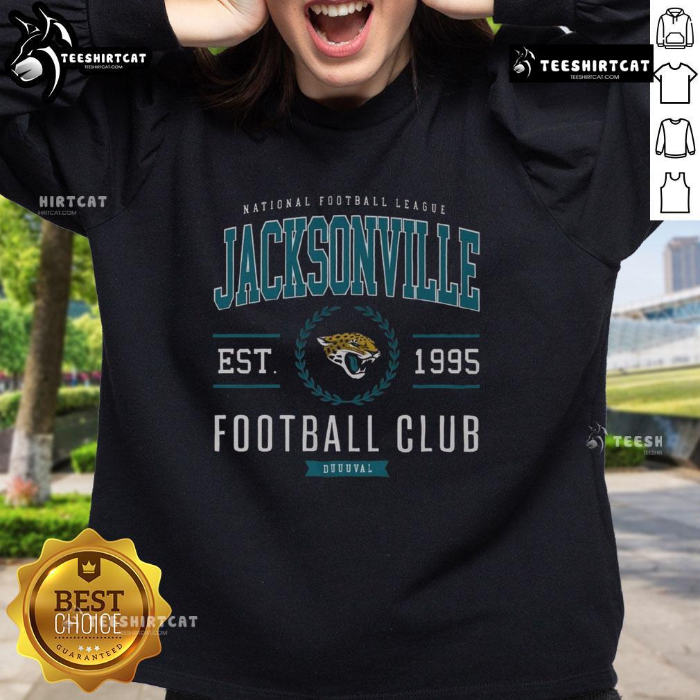 Alt Text: Premium Jacksonville Jaguars Football Club sweatshirt featuring team logo and comfortable design for fans.