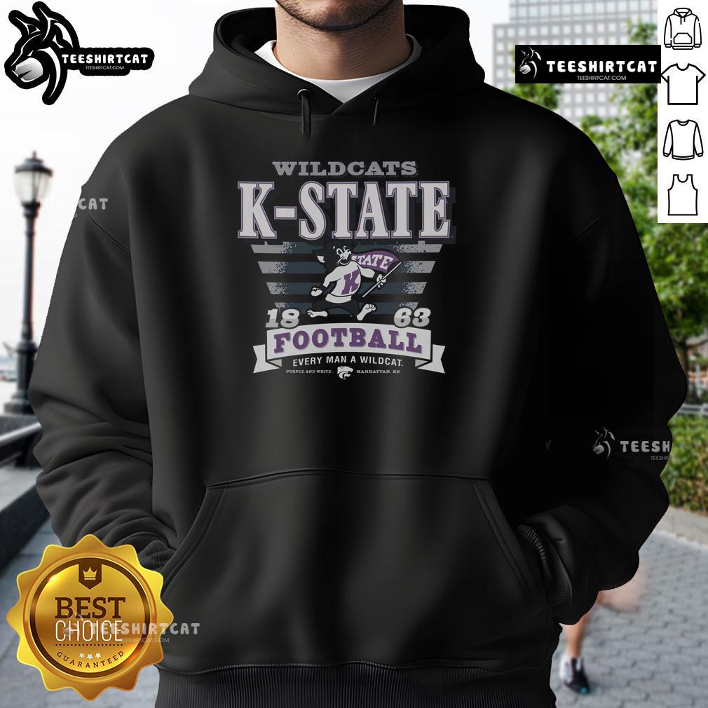 Alt Text: Premium Kansas State Wildcats Stripe Splash Hoodie featuring vibrant stripes and a bold Wildcats logo for fans.