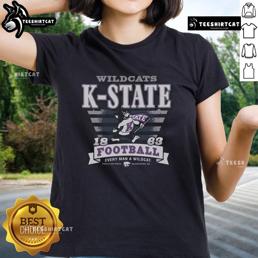 Premium Kansas State Wildcats Stripe Splash Ladies Tee in purple and white, perfect for fans and stylish game day attire.