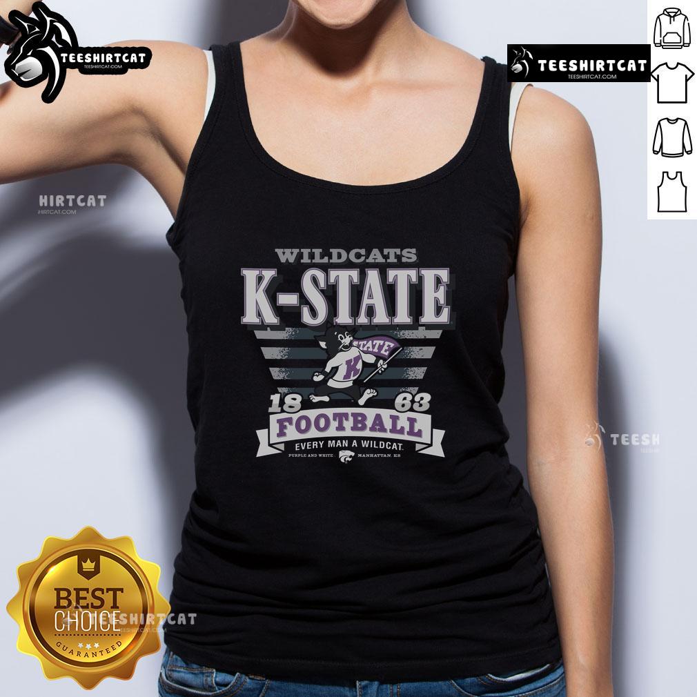 Alt Text: Premium Kansas State Wildcats Stripe Splash Tank Top featuring vibrant stripes and team logo for stylish fan wear.
