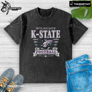 Premium Kansas State Wildcats Stripe Splash Washed T-Shirt in purple and white, perfect for fans and casual wear.