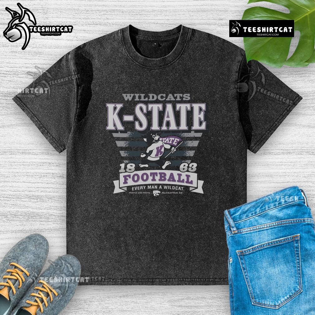 Premium Kansas State Wildcats Stripe Splash Washed T-Shirt in purple and white, perfect for fans and casual wear.