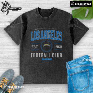 Premium Los Angeles Chargers Football Club washed t-shirt in blue, featuring team logo and relaxed fit design.