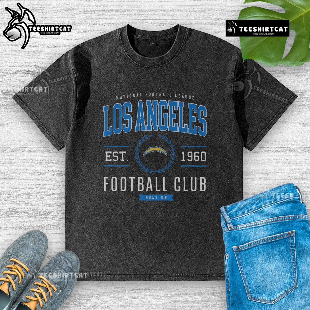 Premium Los Angeles Chargers Football Club washed t-shirt in blue, featuring team logo and relaxed fit design.