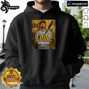 Premium Luis Arraez San Diego Padres MLB 1000 Career Hits signature poster hoodie featuring vibrant graphics and player stats.
