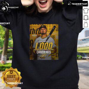 Premium Luis Arraez San Diego Padres MLB sweatshirt featuring 1000 career hits signature poster design.