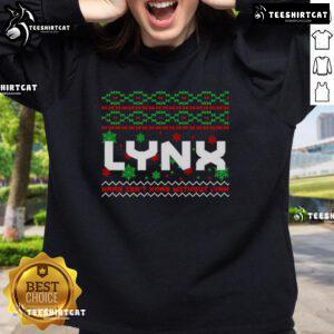 Alt Text: Premium Lynx Ugly Christmas Sweatshirt featuring a festive design with vibrant colors and fun holiday graphics.