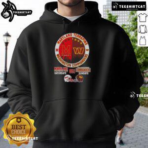 Alt Text: Premium Maryland Terrapins hoodie featuring football helmets and skyline design for Saturdays and Washington Commanders Sundays.