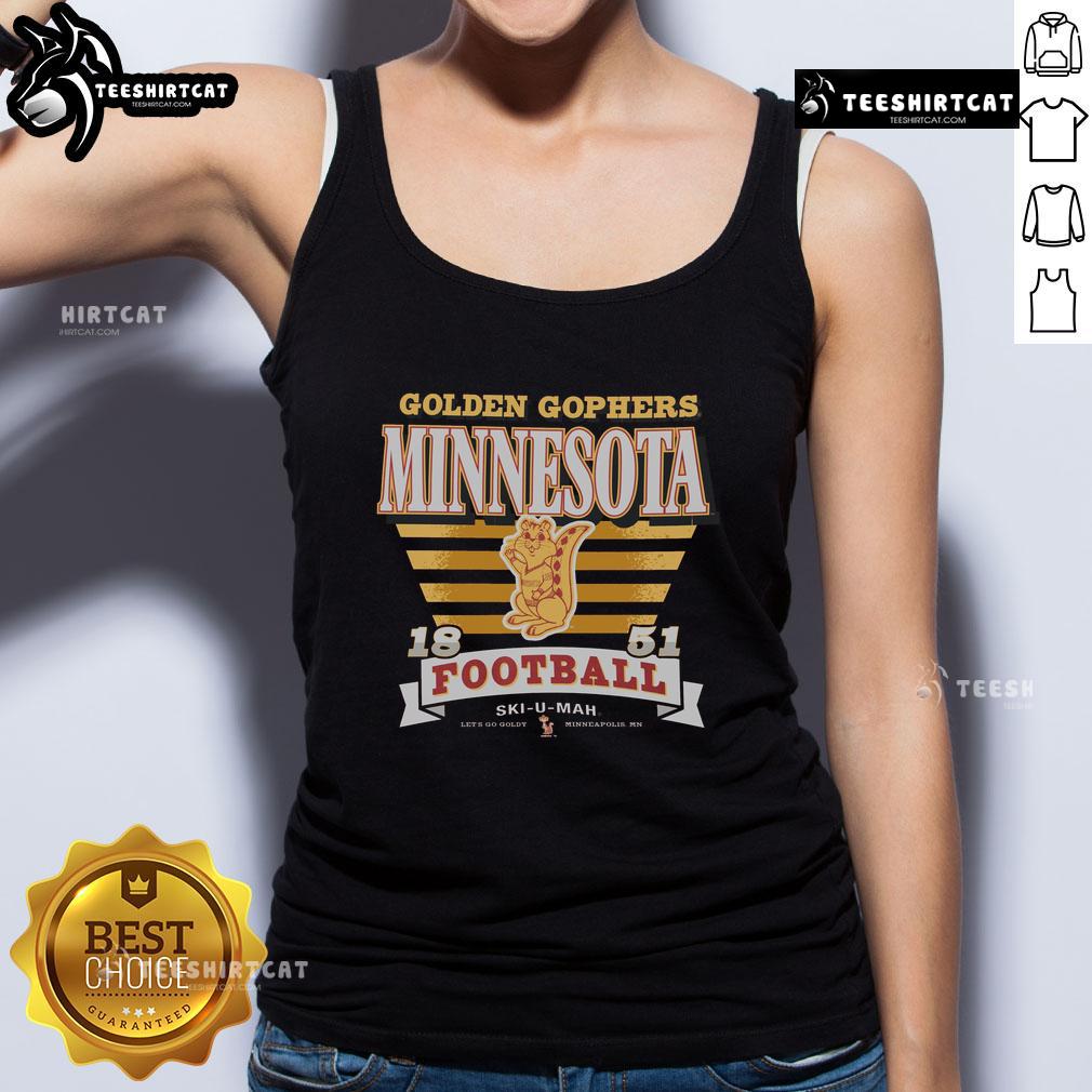 Premium Minnesota Golden Gophers vintage stripe splash tank top featuring bold team colors and classic design.