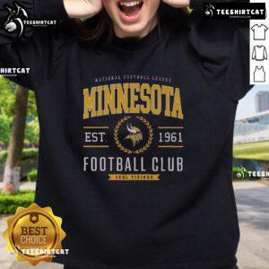 Premium Minnesota Vikings Football Club sweatshirt featuring team colors and logo, perfect for fans and chilly game days.