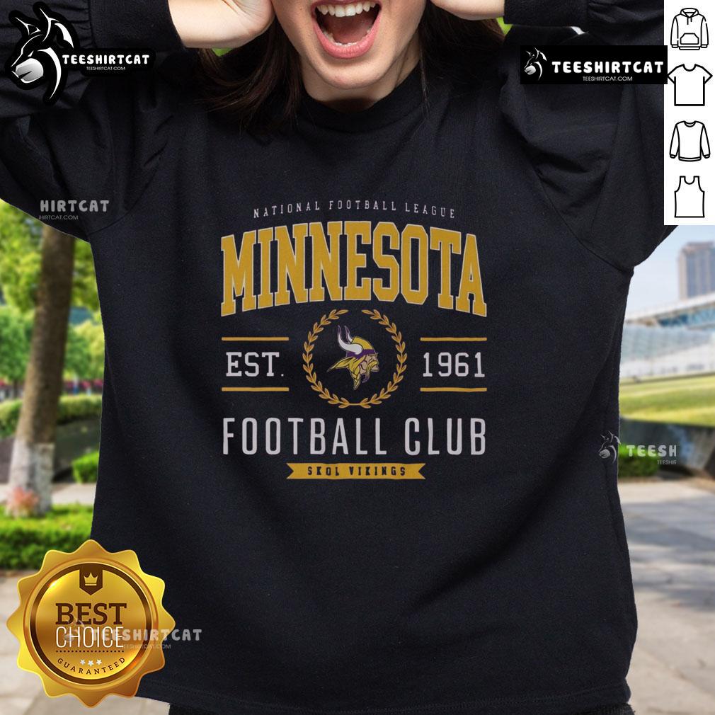 Premium Minnesota Vikings Football Club sweatshirt featuring team colors and logo, perfect for fans and chilly game days.