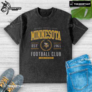 Alt Text: Premium Minnesota Vikings Football Club washed t-shirt in purple, showcasing team logo and comfortable fit for fans.