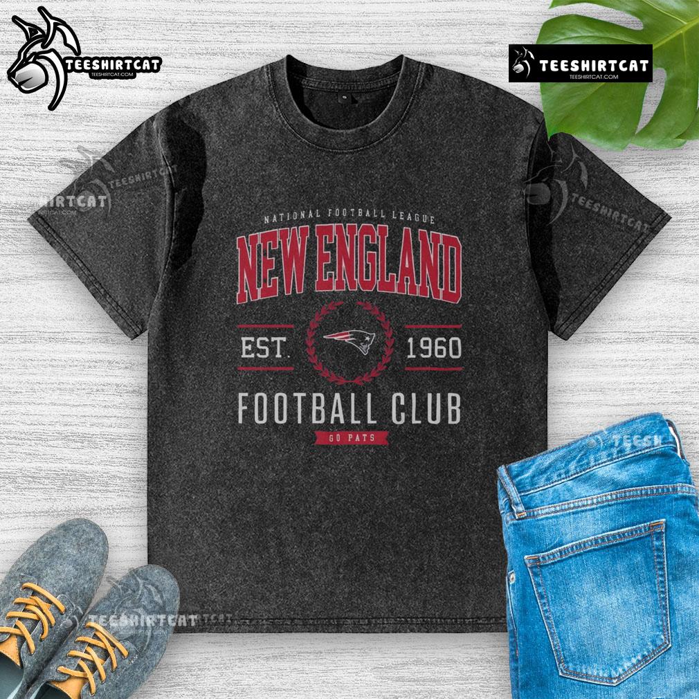 Alt Text: Premium New England Patriots Football Club washed t-shirt in navy blue, featuring the team logo and casual fit.