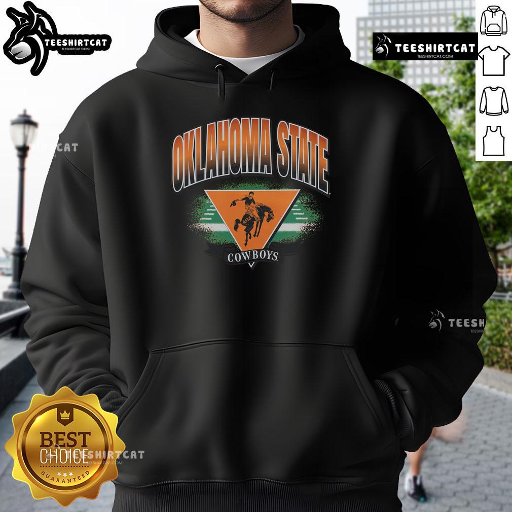 Alt Text: Premium Oklahoma State Cowboys vintage arena fade hoodie featuring a stylish design and vibrant team colors.