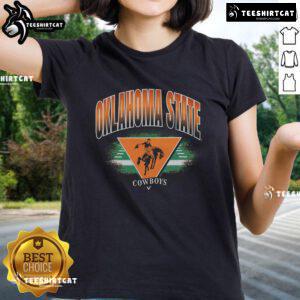 Alt Text: Premium Oklahoma State Cowboys vintage arena fade ladies tee featuring a stylish design for fans.