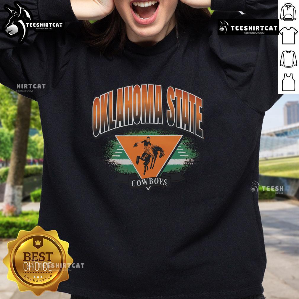 Alt Text: Premium Oklahoma State Cowboys vintage arena fade sweatshirt showcasing team spirit and classic style.