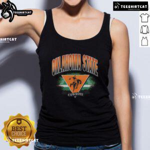 Premium Oklahoma State Cowboys Vintage Arena Fade Tank Top in orange, perfect for fans and casual wear.