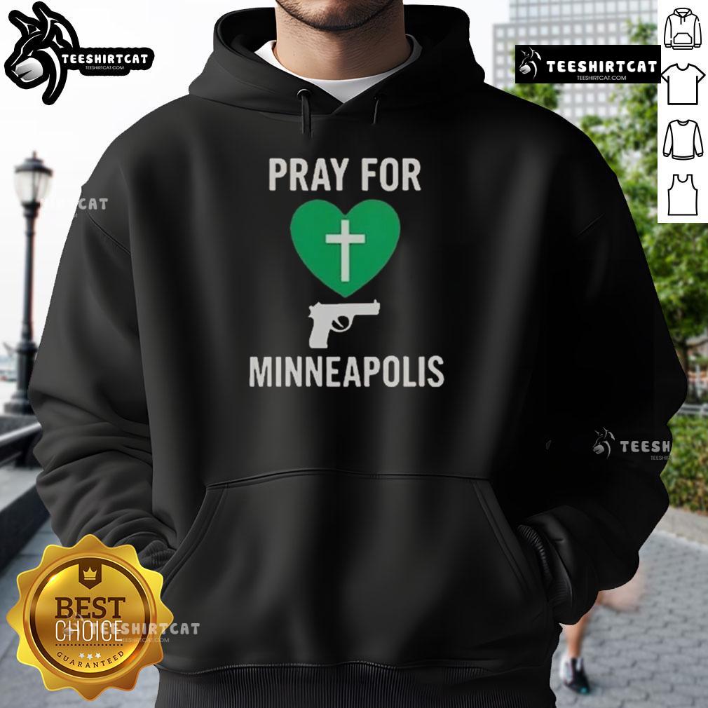Premium Pray for Minneapolis Annunciation Catholic School Hoodie in navy blue, featuring school logo and stylish design.