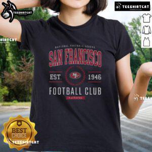 Alt Text: Premium San Francisco 49ers Football Club ladies tee featuring a stylish design perfect for fans and casual wear.
