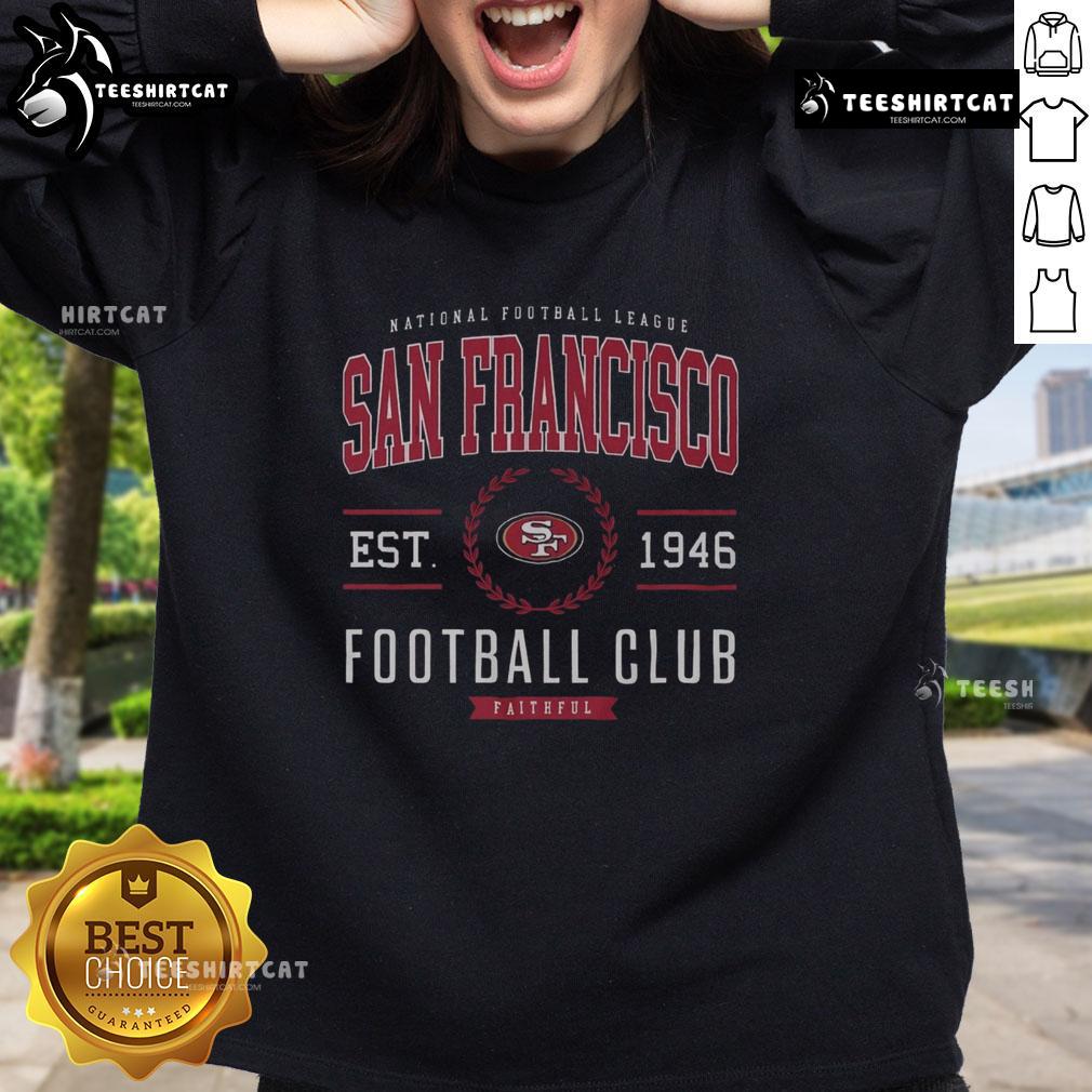 Alt Text: Premium San Francisco 49ers Football Club sweatshirt in red with logo, perfect for fans and game day wear.