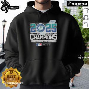 Premium Seattle Mariners 2025 MLB Postseason AL Division Series Champions Hoodie featuring team logo and vibrant colors.