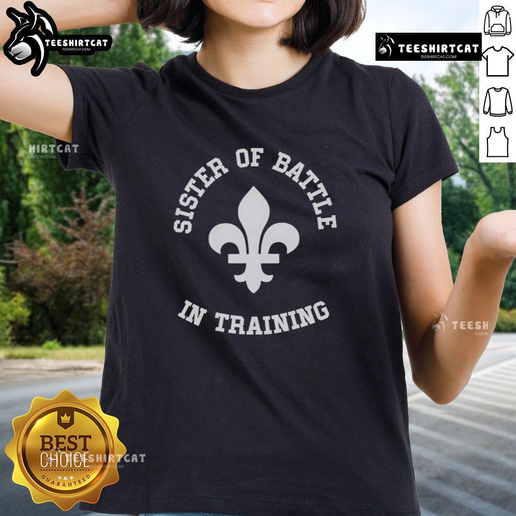 Premium Sister of Battle in Training Ladies Tee featuring a stylish design for female gamers and Warhammer enthusiasts.