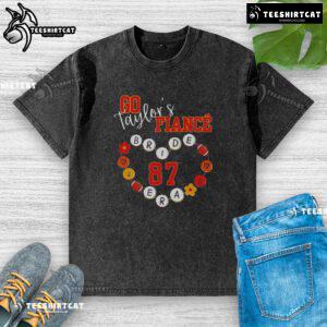Alt Text: Premium Swift Travis Engagement Go Taylors Fiance Bride Era Football Number 87 Washed T-Shirt for fans